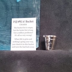 Pocket Token Silver Bucket Charm “F@#K it!” Mini Metal Bucket w/ Card & Bag