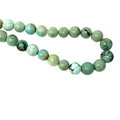 Estate Genuine Hubei Chinese Carved Turquoise .5″ Beads Necklace 33″ Long