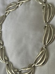 Vintage Modernist Open Link Choker Necklace Mid Century Wave Openwork 18”