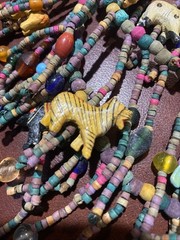 BOHO African Multi Strand Statement Necklace Wooden Carved Animals Fringe Beads