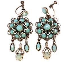 1960s Vintage Southwestern Faux Turquoise Dangle Earrings