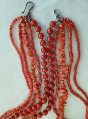 Unique Coral Necklace of 5 Various Shaped Strand by CL (1337)