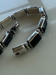 Vintage Taxco Mexico Sterling Silver 950 Black Onyx Tennis Bracelet TM-181 7.5″