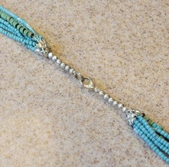 Southwestern 10 Strand Green Blue Seed Bead Beaded 46in Necklace Vintage