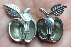 Apple Earrings Clip On Screw Back Accessocraft N.Y.C. SilverTone Teacher #J3-W