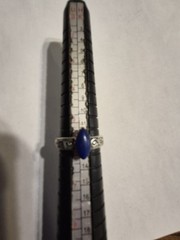 Vtg925 Sterling Silver Lapis Lazuli Marquise Filigree Statement Ring 2.6g Sz 5.5
