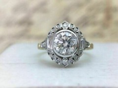 Art Deco Antique 3.30 Ct Diamond Vintage Engagement Ring 14K Yellow Gold Over