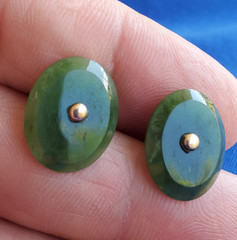Antique ORIGINAL Deco JADE Solid 9K GOLD Cuff Links UNIQUE Vintage Gatsby style