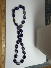 Vintage Chinese Export Cobalt Blue Cloisonne Enamel Hand Knotted Bead Necklace
