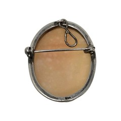Carved Shell Virgin Mary Cameo Brooch Pin / Pendant 800 Silver Antique 1.25 Inch
