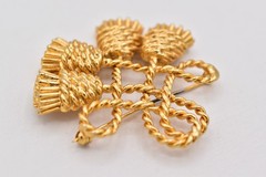 Vintage Gold Knotted Rope Tassel Brooch Pin Celtic Statement Chunky 1980s BinBP