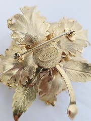 Vintage Warner NY Day / Night Mechanical Rhinestone Flower Brooch Pin Signed