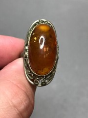 Natural OLD Antique BUTTERSCOTCH Baltic Amber Stone Ring 4,9 gr