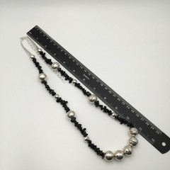 Silver Schark Handmade Sterling Silver & Black Obsidian Necklace 24-30″ 44g #30