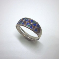 Vintage 925 Sterling Silver Rings Jewelry Enamel Free Size Adjustable Classic