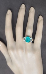 Vintage 14K Yellow Gold Engagement Ring 5.16CT. Blue Tourmaline Emerald Shape