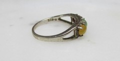 Beautiful 3 Stone Jade Sterling Silver Ring ~ Size 9.75 ~ 3.3g ~ 11-A605
