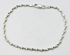Rhodium Plated Sterling Silver IBB 925 Italy Twisted Chain Bracelet