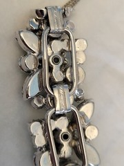 Vintage Juliana deep Green borialis Rhinestone Floral Silvertone Bracelet