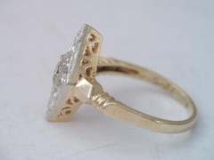 VINTAGE SOLID 14K GOLD & DIAMOND RING sz 4 3/4