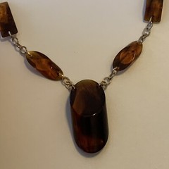 Vintage Lucite beaded 3D Pendant Necklace 36″ Long MCM
