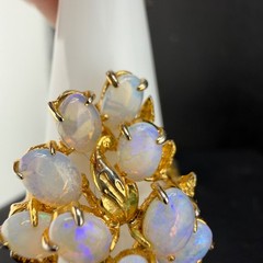 Vintage Cocktail Ring Gold Tone Polished Stone Size 8.5
