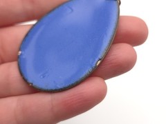 Vintage Mid Century MCM Colorful Red Green Blue Enamel Copper Teardrop Pendant