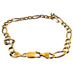 OTC Vintage Italy 14K Gold Figaro Link Chain 9″ Bracelet 9.6 grams Signed