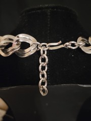Vintage Chunky Double Curb Link Necklace Silver Tone Thick HEAVY 17″