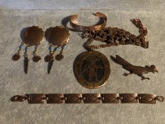 Vintage Lot 5 Pieces of trading post route 66 copper jewelry! Southwestern!