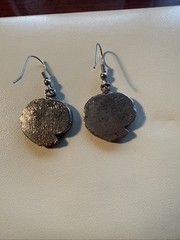Vintage Silver Tone Metal Yin Yang Yellow/Black Earrings
