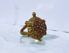 ANTIQUE BRASS OR COPPER & MARCASITE TURTLE RING SZ. 8