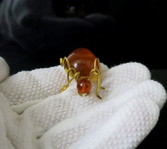 Vintage Natural Baltic Amber Beetle Brooch USSR Gold-Plated Pin 1962s