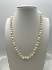 Vintage Japanese 16” Saltwater Akoya Pearl Choker Necklace WG 14k clasp 5.4-6mm