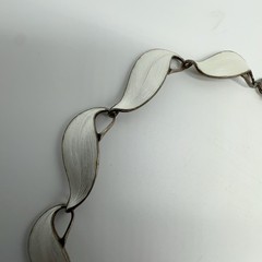 VTG Finn Jensen Norway Sterling Silver White Enamel 17″ Necklace 33.7g#yde