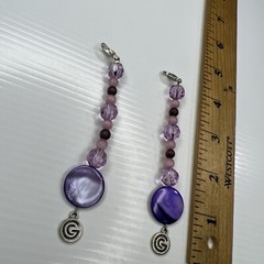 H7 Lot Pink Purple Cats Eye CG Glass Crystals Beaded Boho Hippie Retro Pendants