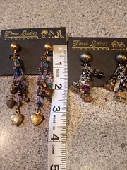 Lot Of 5 Vintage Three Ladies by Roxsann, Gold Tone Clip On And Pierced Earrings