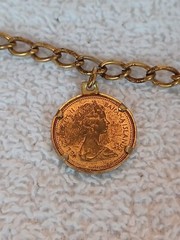 Vintage 1970 Bahamas One Cent Copper Penny Bracelet
