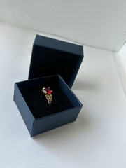 Vintage Red Cubic Zirconia Ring Gold Plated Womens Size 7