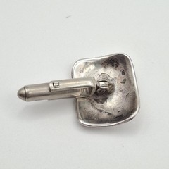 Vintage 925 Sterling Silver Native American Concho Stamped Bullet Back Cufflinks
