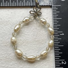 Earrings Vintage Glass Beaded Faux Pearl Hoop Silver Tone Metal Dangle Jewelry