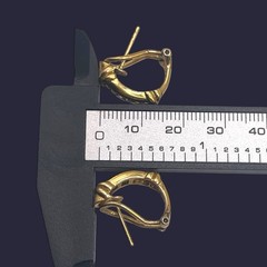 Vintage JJT Gold Electroplated 925 Sterling CZ Accent Half Hoop Pierced Earrings