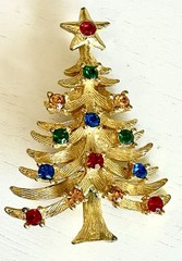 Eisenberg Ice Vintage Christmas Tree Rhinestone Brooch Pin Colorful Holiday Luxe