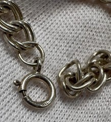 Vintage Sterling Silver Charm Bracelet with (5) Crosses 7” Long Look
