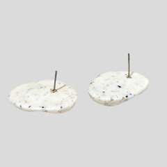 Faux Stone Earrings Vintage Acrylic Post Backs White Speckled Rocks Pierced Ears