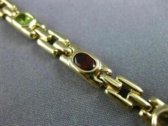 ESTATE WIDE 5.0CT AAA OVAL MULTI GEM 14K YELLOW GOLD SQUARE LINK BRACELET #22711