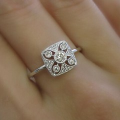 1/4CT White Round Cut Simulated Diamond Art Deco Wedding Solid 925 Silver Ring