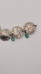 VINTAGE BUFFALO NICKEL AND TURQUOISE BRACELET WITH TURQUOISE EARRINGS