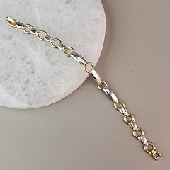 Vintage Chain Bracelet Multi Tone 8mm Glossy 7″