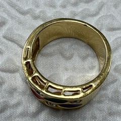 Vintage Gold Plated Teardrop-Shaped Inlays Multicolored Enamel Rhinestone Ring